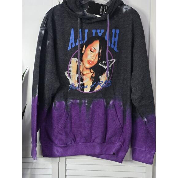 Aaliyah Princess of R & B Women's Pull Over Double Sided Hoodie Size L NWT - Picture 1 of 8